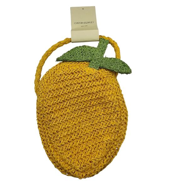 Cynthia Rowley Small Clutch Handbag Lemon Fruit Shaped Yellow Green NEW - Picture 1 of 5
